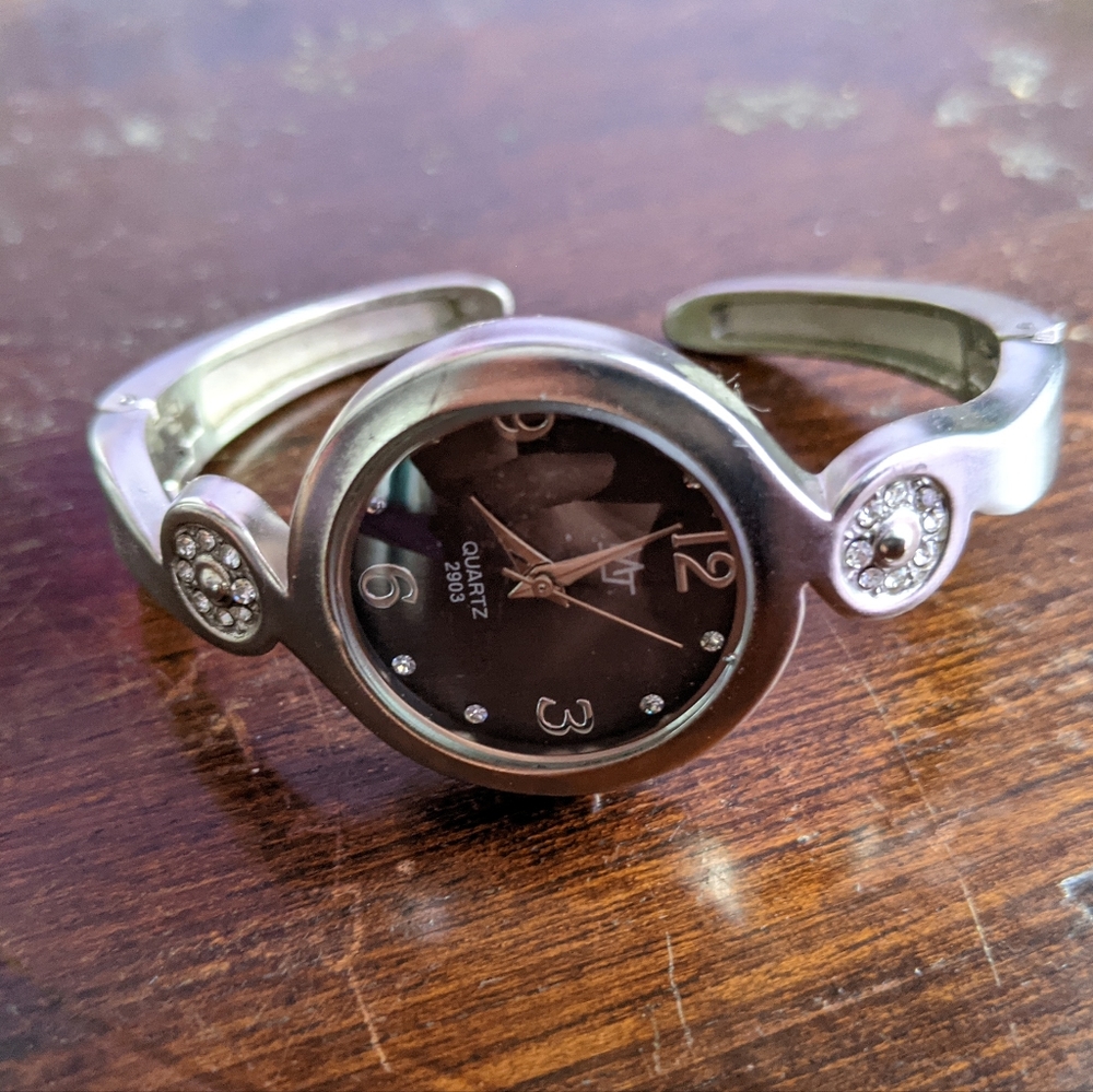 Silver white studs watch